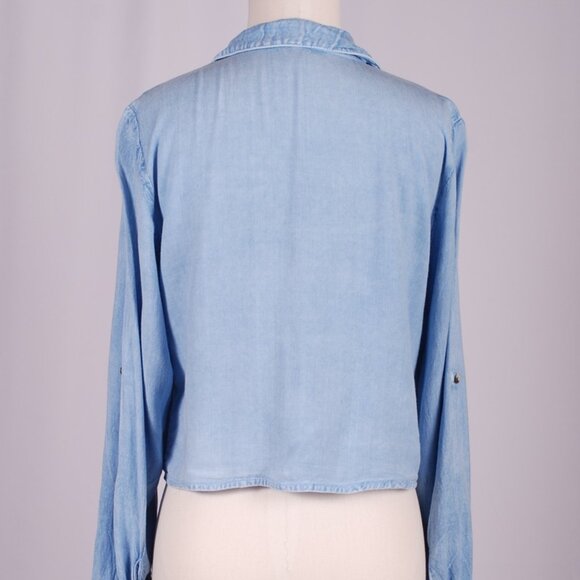 EUC Sim & Sam Cropped Chambray Button-down, Sz - Lg - Picture 6 of 6